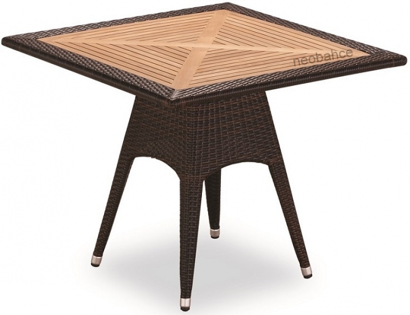 NEO-DR118 Teak Table top Square Rattan Table