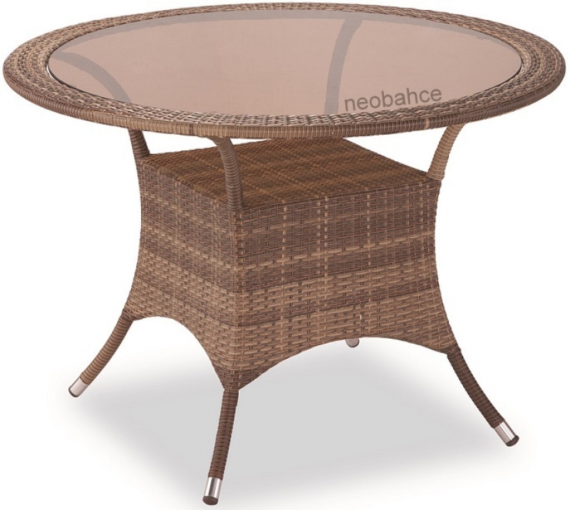 NEO-DR123 Round Glass-top Rattan Table