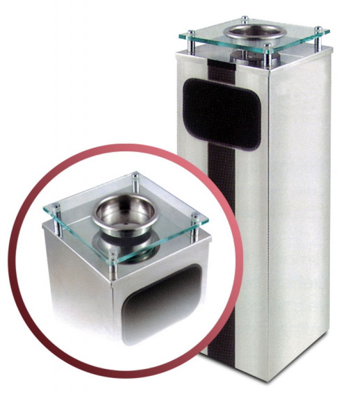 NEO-107KC Square-shaped Lounge Ashtray Receptacle with Glass Top
